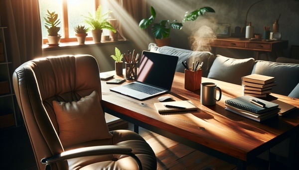 Freelancer working on web content writing job from home