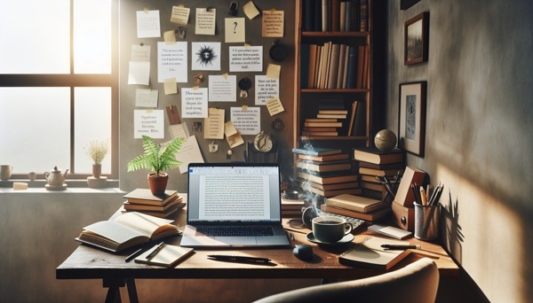An image showing a freelance writer working from home.