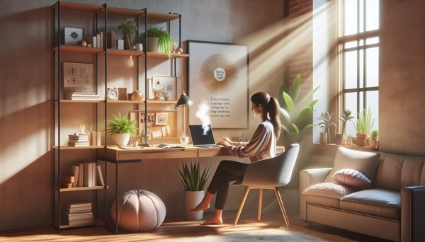 Remote work setup with various devices for efficient productivity