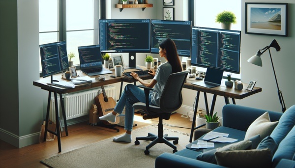 Remote software tester working efficiently from home with digital tools