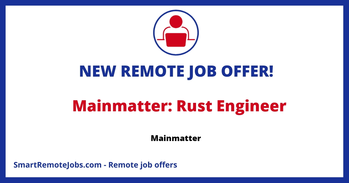 Join Mainmatter as a Rust Engineer and shape the future of web projects using sustainable engineering practices. Work remotely with a supportive international team.