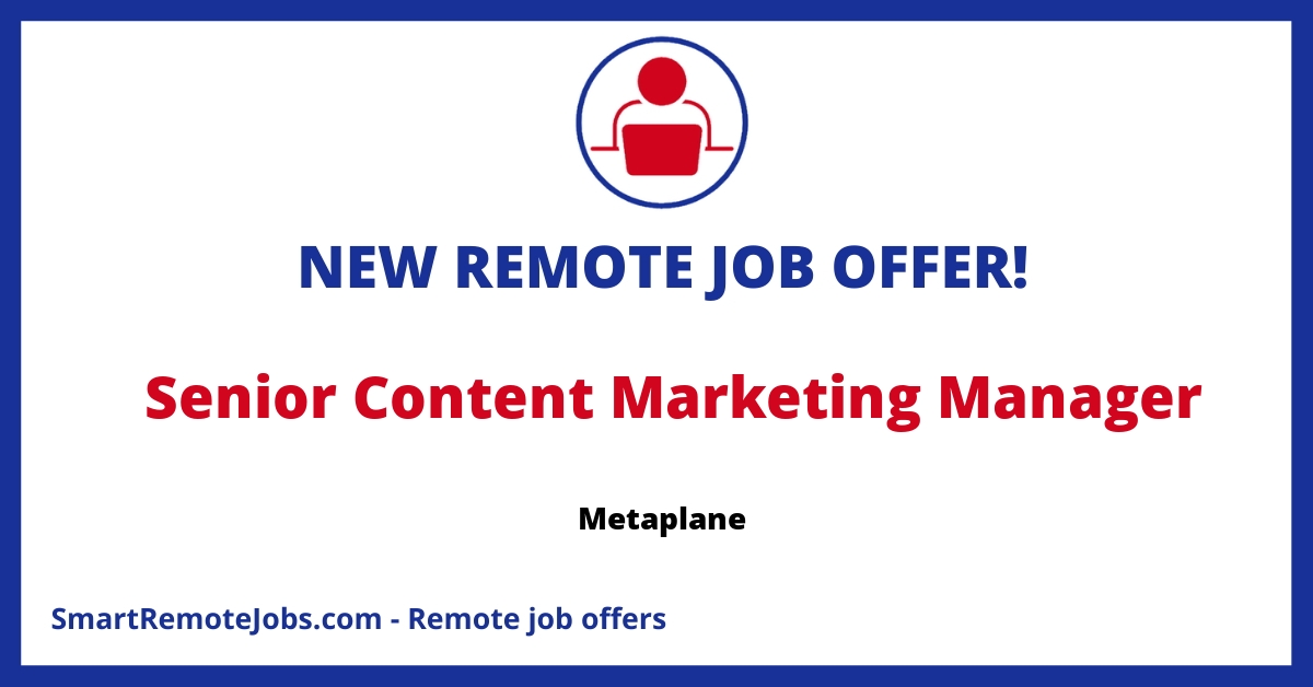 Join Metaplane as a Senior Content Marketing Manager! Drive top-funnel results with your B2B SaaS expertise in data observability for trusted data pipelines.