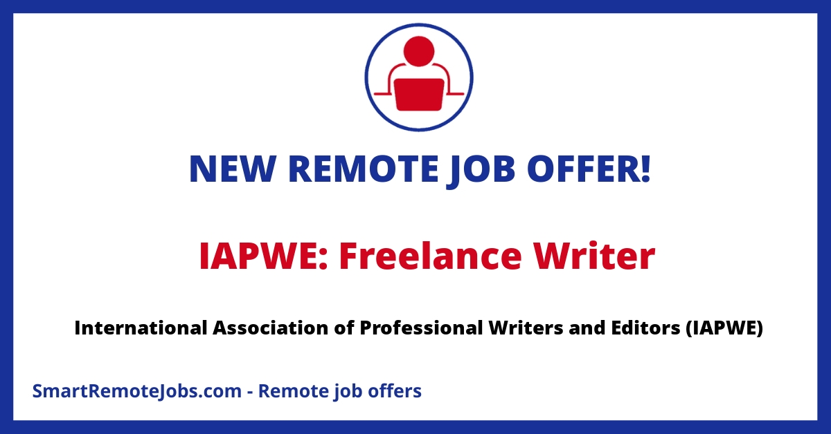 Join our team as a content writer! We offer $100/article on diverse topics. Flexible topics, good pay, remote work. Apply now at IAPWE!