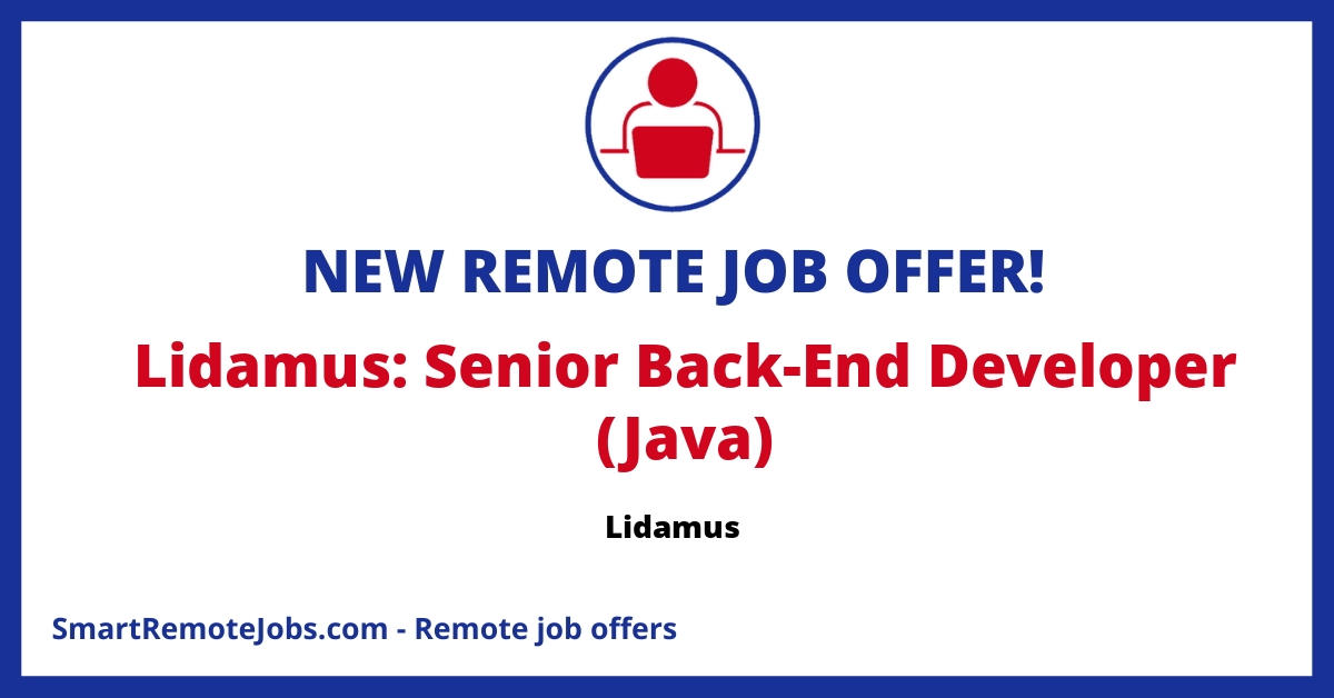 Join Lidamus' remote team to revolutionize managerial collaboration with our SaaS tools. Seeking dedicated Java developers for a flexible, long-term role.