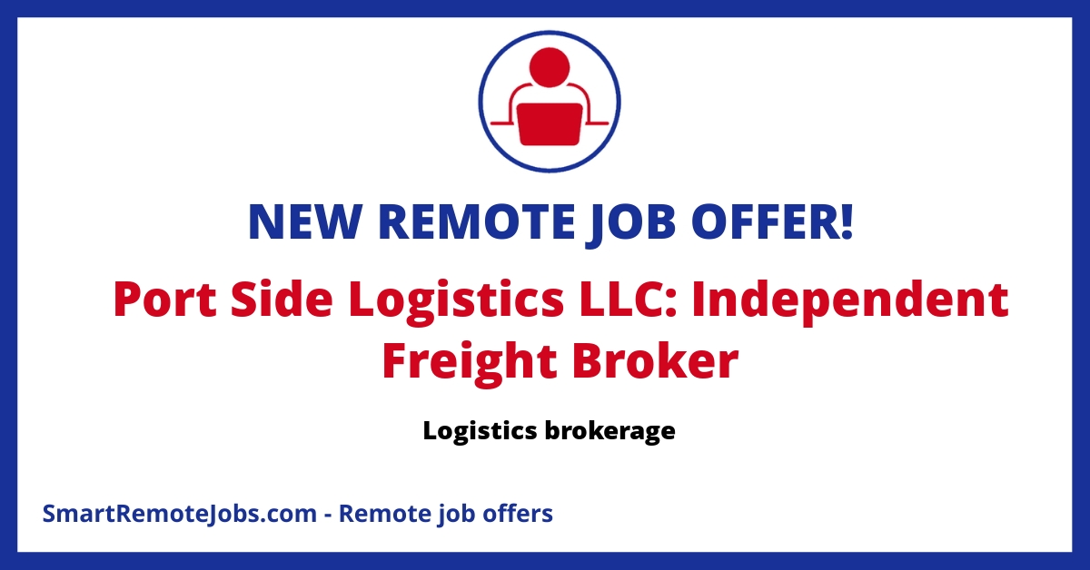 Exciting opportunity for self-motivated individuals to join as Independent Freight Brokers with a 70/30 commission split, working remotely on a flexible schedule.