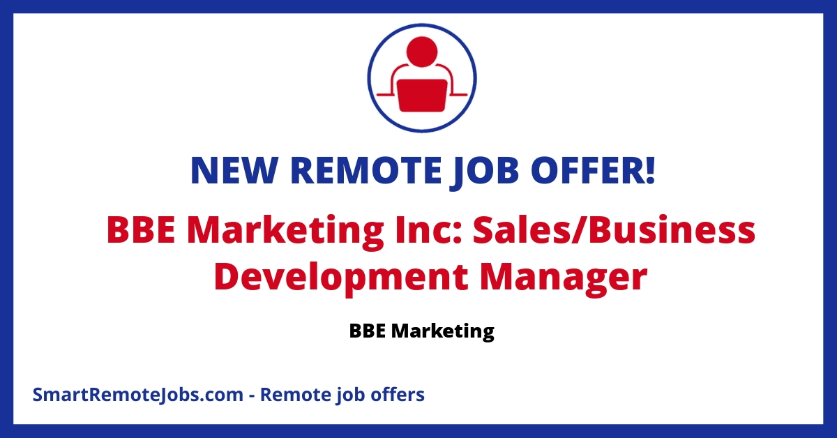 Join BBE Marketing as a Sales & Business Development Manager. Drive growth through proactive outreach & relationship-building with C-level executives.