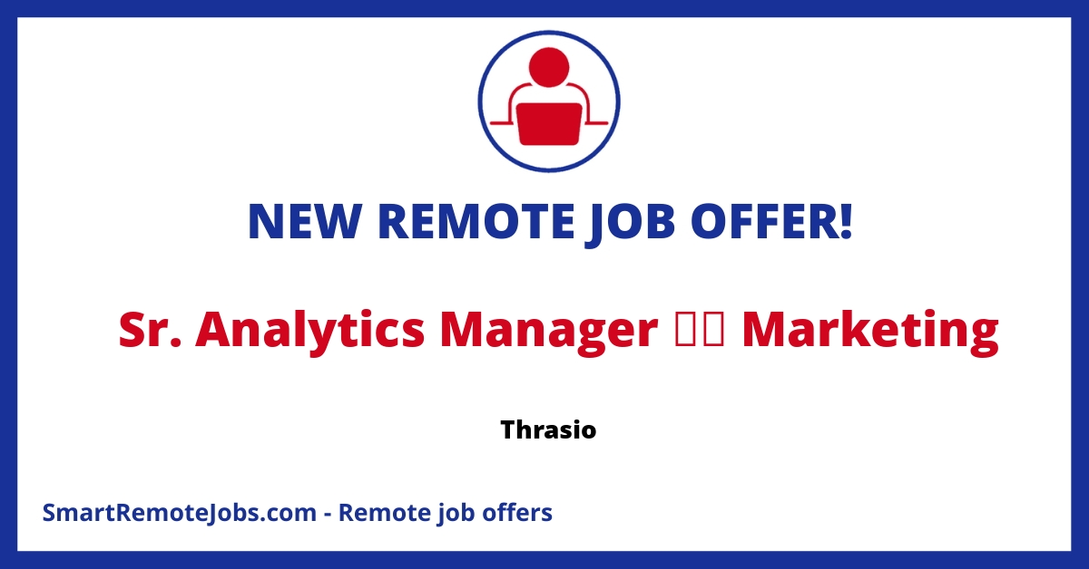 Thrasio is looking for a Head of Analytics Marketing to optimize advertising spend across multiple marketing channels and e-commerce platforms.