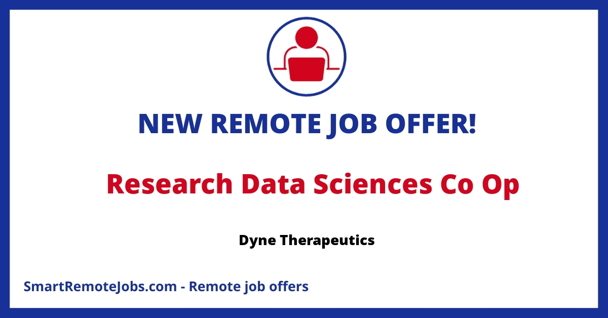 Join Dyne Therapeutics as a Co-Op student to explore rare neuromuscular disease therapies through data science and machine learning in Waltham, MA.