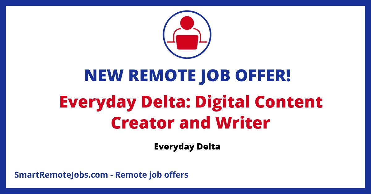 Join Everyday Delta as a Content Creator & Blog Writer to explore and share the excitement of cannabis culture with engaging storytelling and SEO skills.
