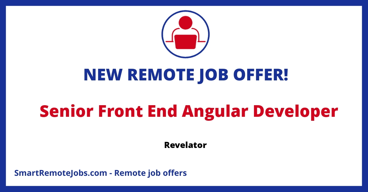 Join Revelator as an Angular Front End Developer to enhance music distribution with innovative web applications and UI/UX designs.