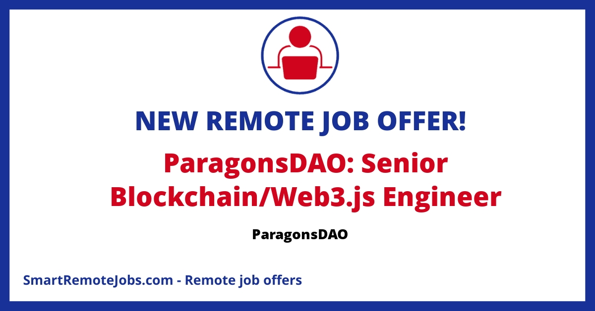 Join ParagonsDAO as a Web3 Frontend Engineer and shape the future of Web3 gaming by creating engaging, accessible user interfaces. Apply now!