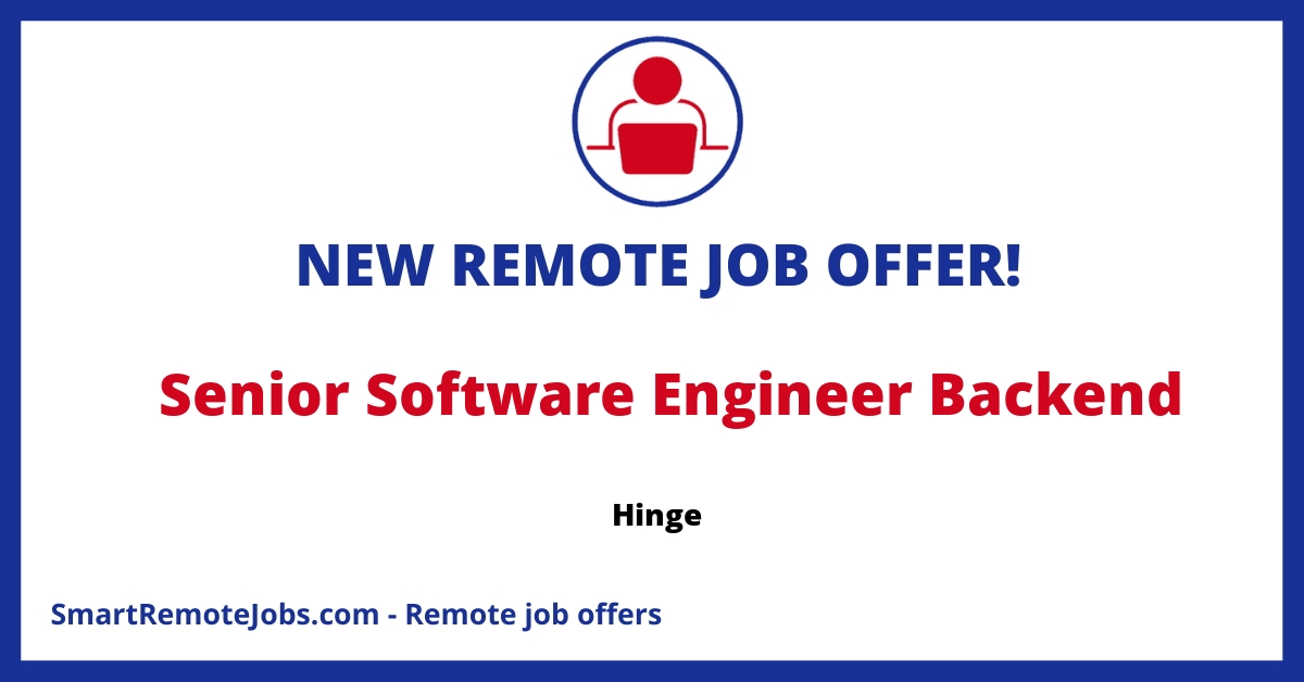Hinge is seeking an experienced backend engineer to join their team in NY, offering benefits like 401(k) matching, learning stipends, and more.