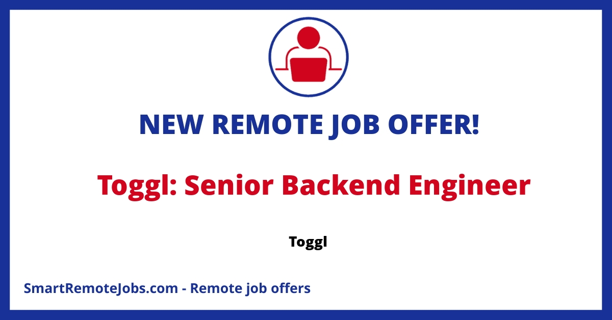 Toggl is hiring a senior back-end engineer for €70,000 annually with multiple benefits. This fully-remote role is limited to applicants in Europe.