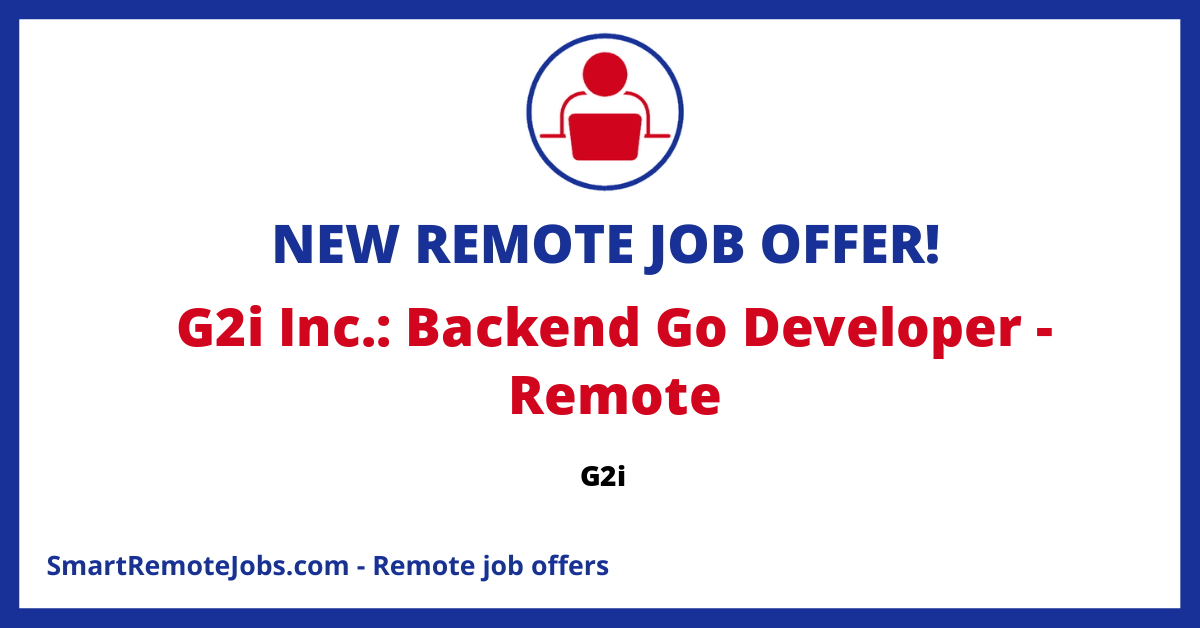 G2i is hiring a back-end Go developer. This could be your chance to work on intriguing projects with a focus on developer health and work-life balance.