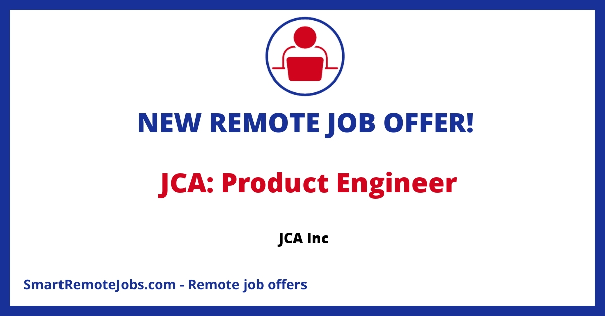 JCA is hiring a Product Engineer with skills in TSQL, C#, and .NET. Role involves problem solving, product support and development. Full-time REMOTE job.