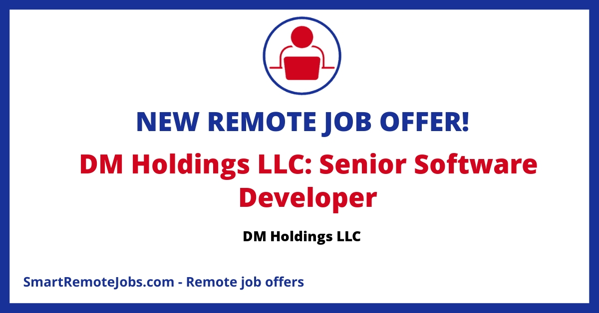 Senior Software Developer job vacancy at DM Holdings LLC. PHP, Laravel, Javascript, and React expertise required. USA remote position. $80k - $130k USD salary
