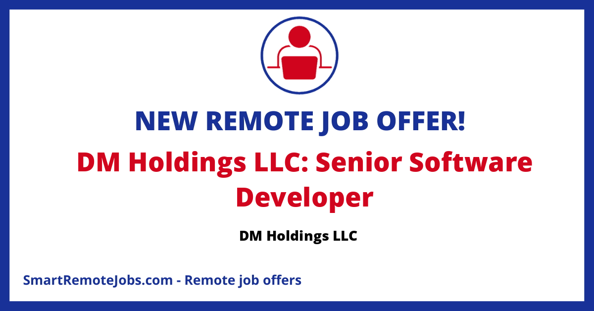 Senior Software Developer job vacancy at DM Holdings LLC. PHP, Laravel, Javascript, and React expertise required. USA remote position. $80k - $130k USD salary