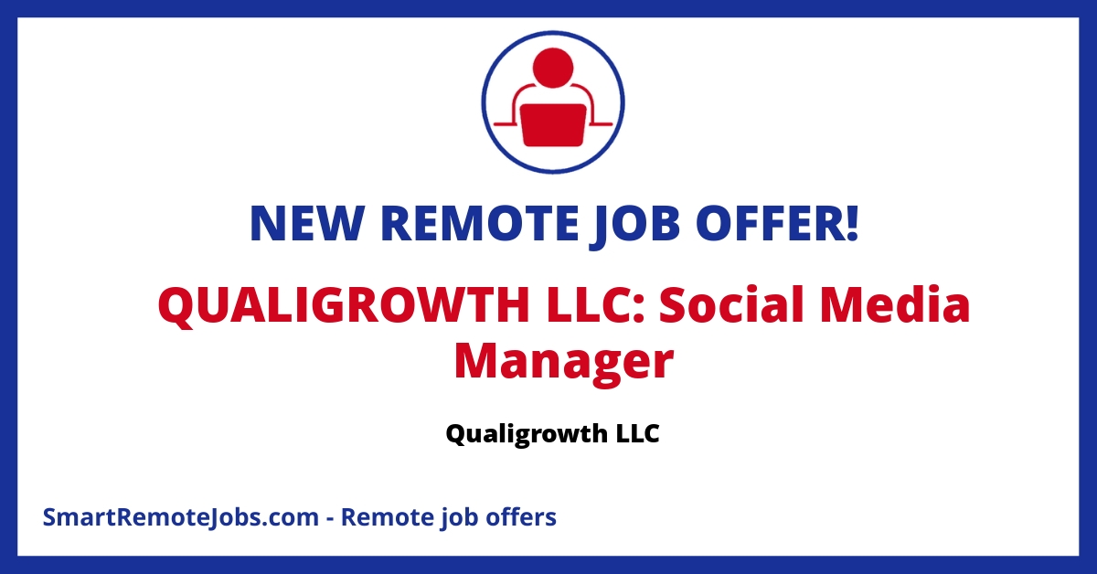 Job listing at Qualigrowth for a Social Media Manager with a focus on TikTok. Applicant must be creative and have excellent communication skills.