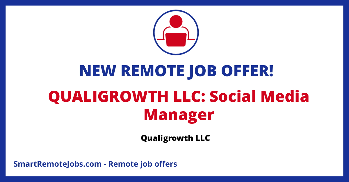 Job listing at Qualigrowth for a Social Media Manager with a focus on TikTok. Applicant must be creative and have excellent communication skills.