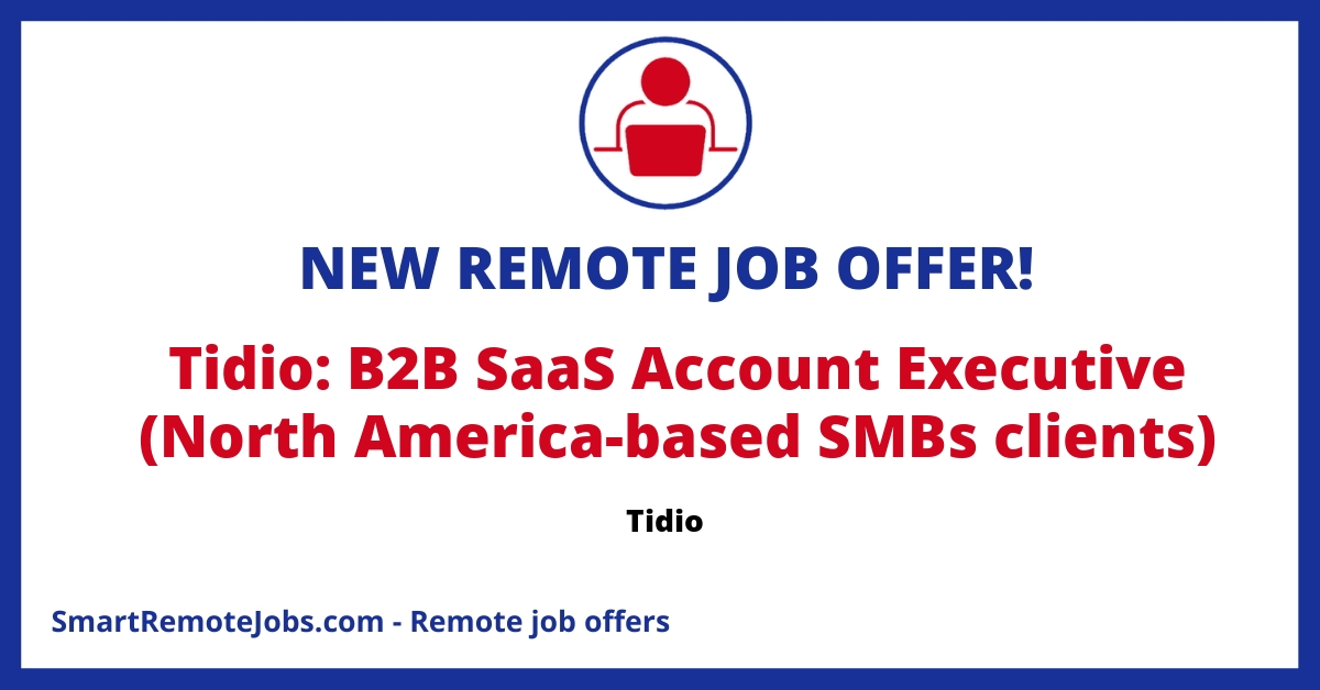 Tidio, an AI-driven platform for outstanding customer service, is hiring a B2B SaaS Account Executive in North America with a salary of $70k ($140k OTE). 