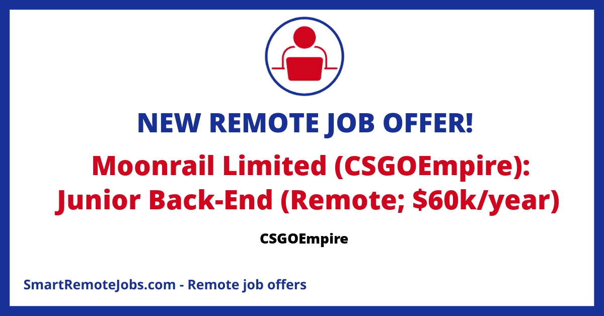 CSGOEmpire is hiring remote junior back-end coders who are passionate about gaming, motivated to optimize and enthusiastic about problem-solving. Apply now.