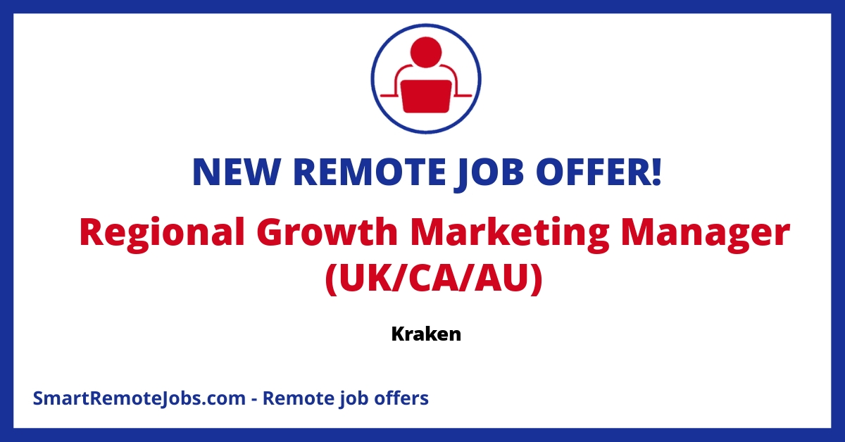 Kraken, a global crypto company, is seeking an experienced Growth Marketing Manager with 5+ years of experience in fintech/tech industries.