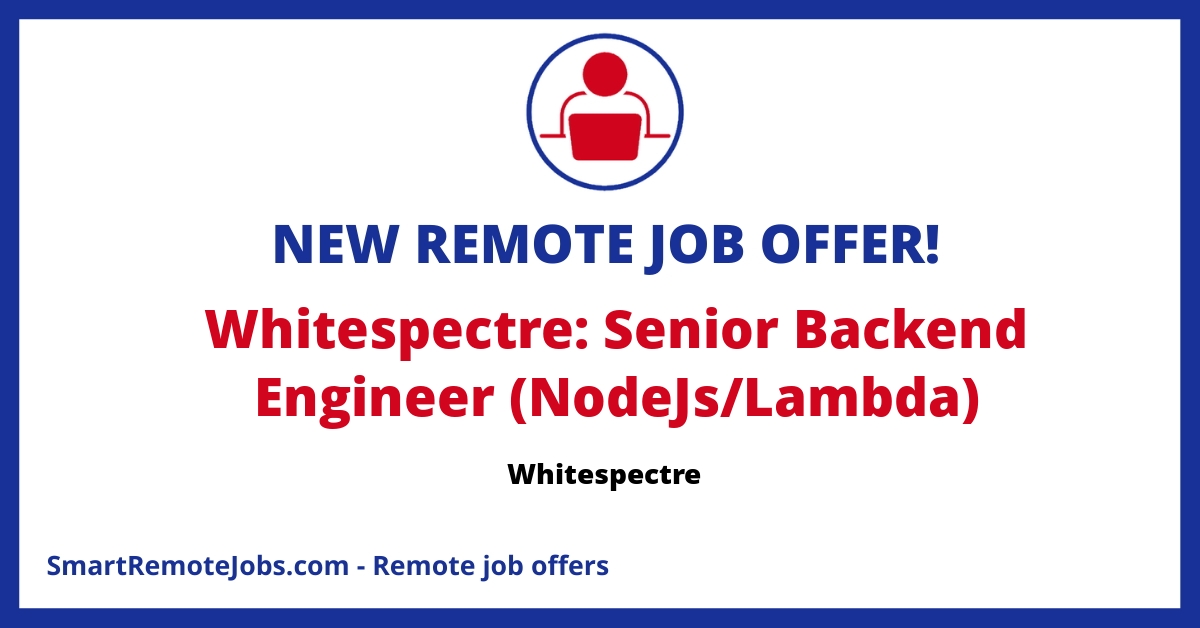 Whitespectre, a technology consultancy for start-ups and big companies, is hiring a Senior Backend Engineer. Know more and apply.