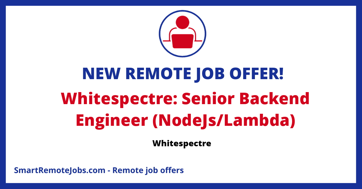 Whitespectre, a technology consultancy for start-ups and big companies, is hiring a Senior Backend Engineer. Know more and apply.