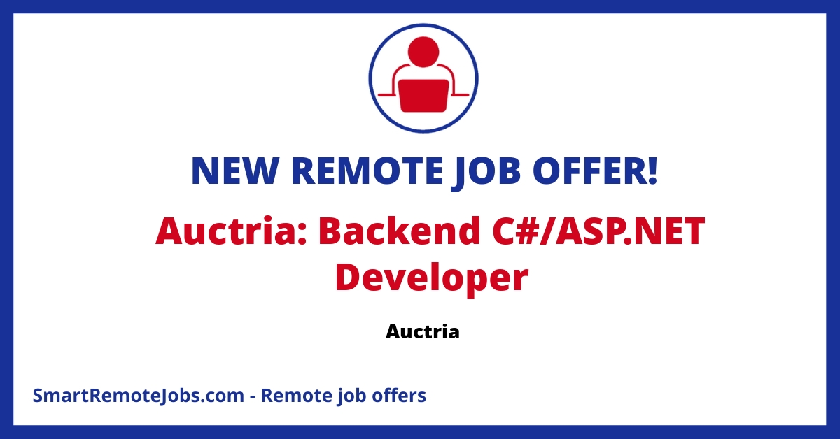 Auctria is seeking a Back-End Developer. Profound experience in backend-end development with C#/ASP.NET needed. Ability to work remotely in Canada.
