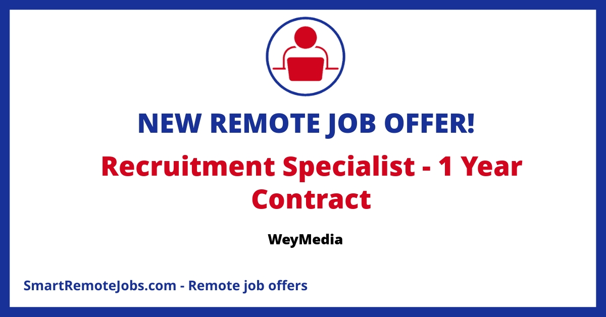 WeyMedia is seeking a Recruitment Specialist for a 1-year contract opportunity. This is a remote position, open to applicants across Canada.