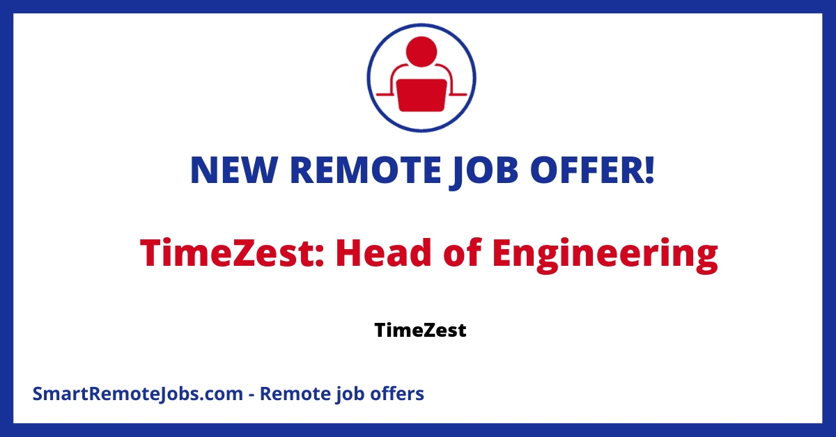 Join TimeZest as an Engineering Lead—oversee our engineering team, infrastructure, and software that delights over 1,000 businesses worldwide.