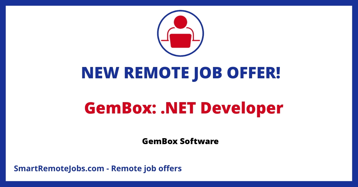 Explore a career at GemBox: Seeking a skilled C# developer for our remote team, focusing on .NET components. Competitive salary & benefits. Apply now!