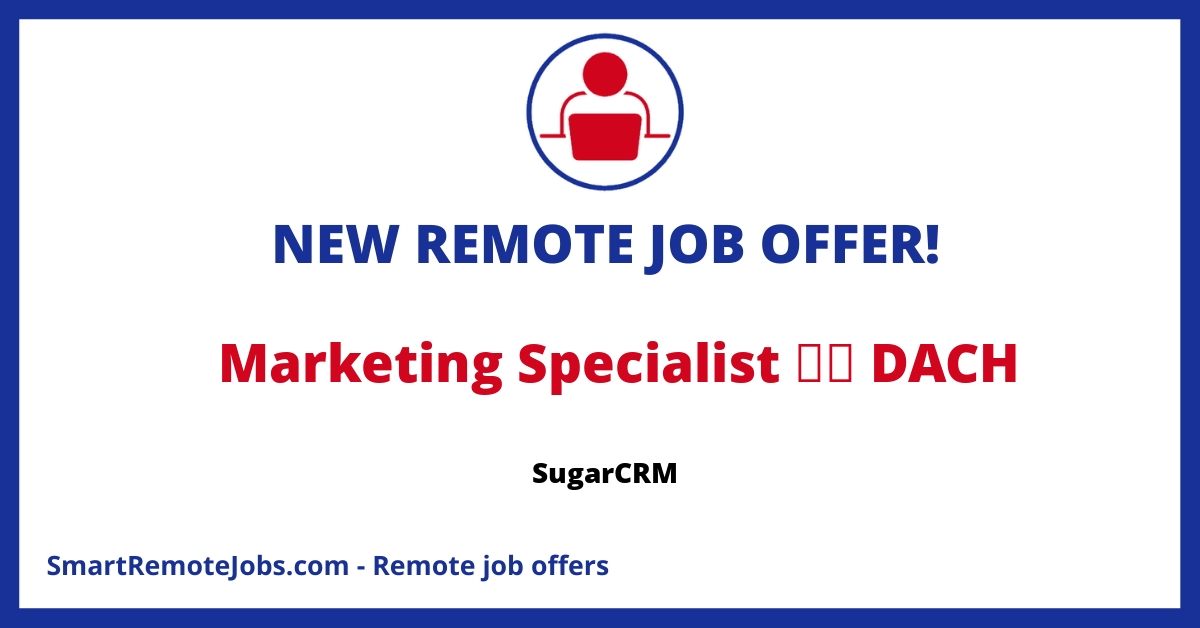 Join the innovative team at SugarCRM and empower global businesses with award-winning CRM software. Embrace remote flexibility and drive success in the DACH region.