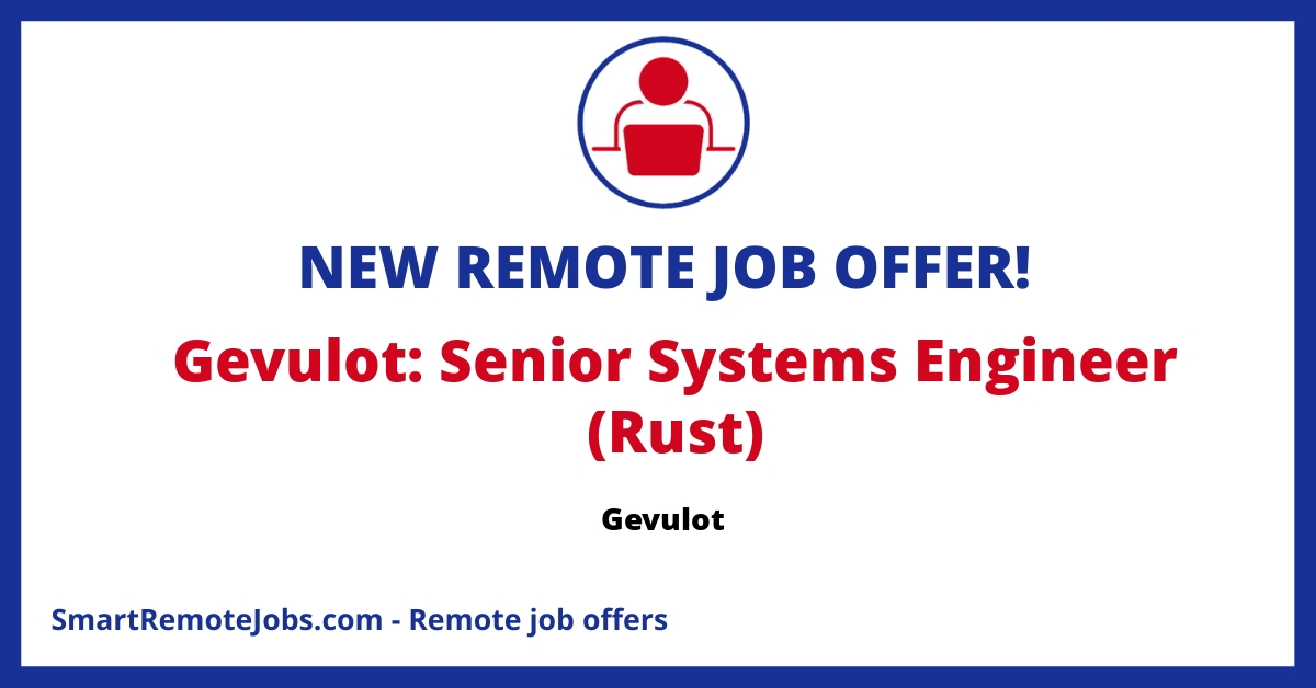 Join Gevulot as a Senior Software Engineer, working remotely on cutting-edge tech with a focus on Rust and distributed systems. Apply now to innovate with us!