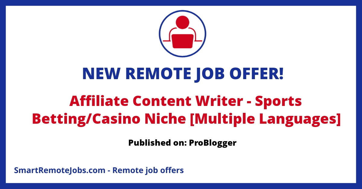 Job opening for freelance affiliate content writers at Growth Leads, focusing on the iGaming Niche.